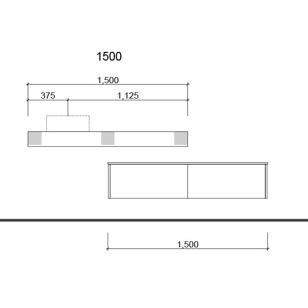 Technical Drawing - Timberline Milan Wall Hung Vanity with Basin 600mm-1800mm - The Blue Space