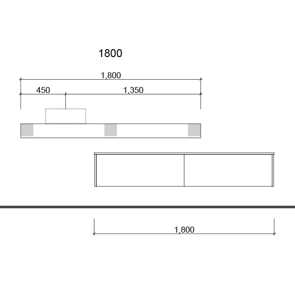 Technical Drawing - Timberline Milan Wall Hung Vanity with Basin 600mm-1800mm - The Blue Space