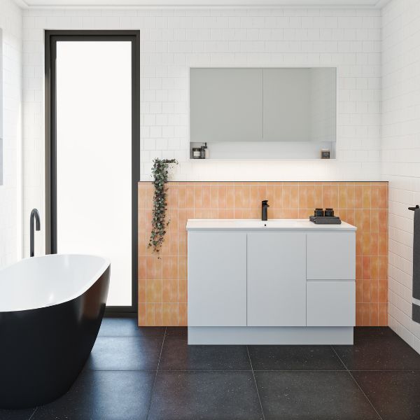 Timberline Swift Freestanding Vanity 1200mm Satin White - The Blue Space