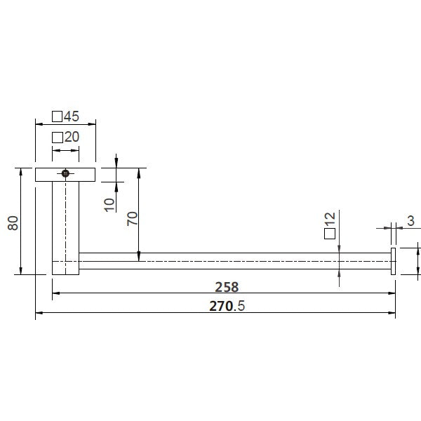 Luxe Towel Bar 270mm Chrome