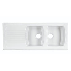 Turner Hastings Lusitano 120 x 50 Recessed Fine Fireclay Kitchen Sink - Double Bowl, Single Drainer online at The Blue Space