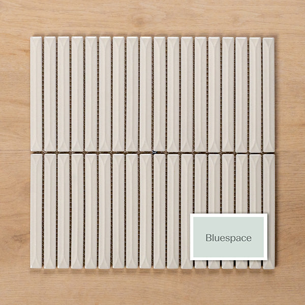 Sample of Castaways White Gloss KitKat Porcelain Mosaic Tile - The Blue Space