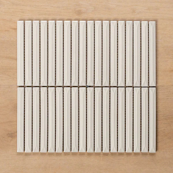 Sample of Castaways White Gloss KitKat Porcelain Mosaic Tile - The Blue Space