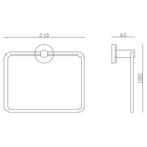 Technical Drawing - US1002CH - Indigo Ciara Hand Towel Holder Chrome - Bathroom Warheouse