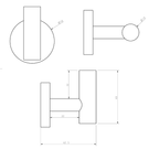 Technical Drawing - Indigo Ciara Wall Hook Chrome US1006CH