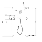 Technical Drawing - Indigo Ciara Shower on Rail Matte Black US2001MB