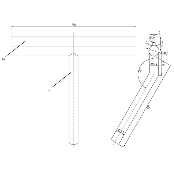 Technical Drawing - Indigo Ciara Shower Squeegee Matte Black US3010