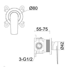 Technical Drawing - Indigo Savina Bath/Shower Mixer Matte Black US5606MB