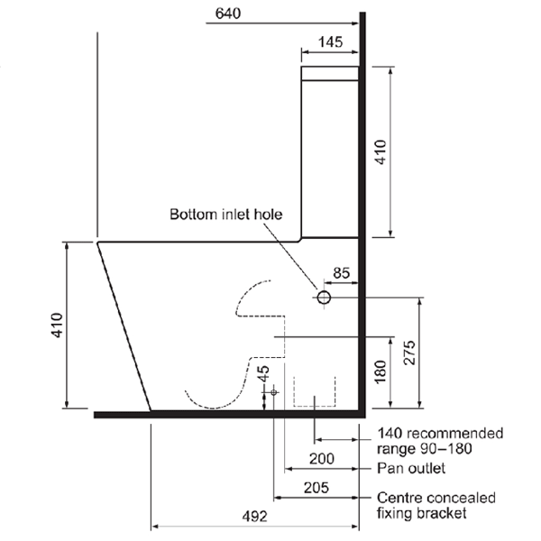 Technical Drawing - Indigo Cali Toilet Suite US8002T