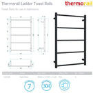 Technical Specification: Thermorail Non Heated Square 5 Bar Ladder 650x1000