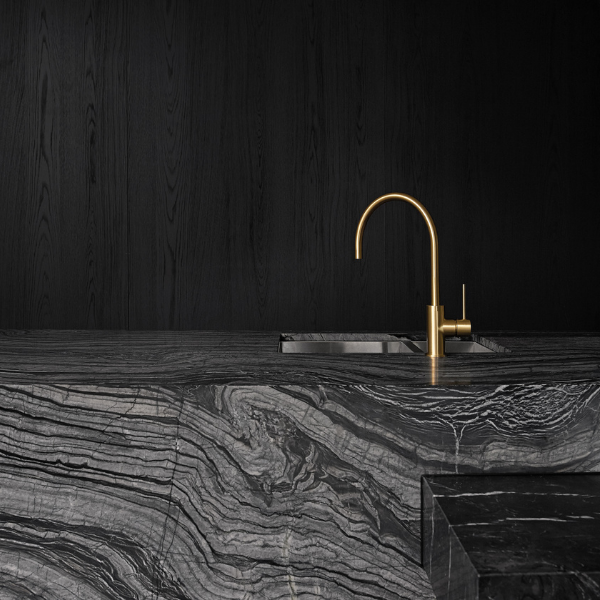 Phoenix Vivid Slimline Side Lever Sink Mixer 160mm Gooseneck Brushed Gold
