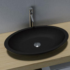 Vivian Stone Basin 600mm in Black finish | The Blue Space