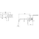 Technical Drawing - Phoenix Vivid Slimline Wall Basin/Bath Set 230mm Curved - Gun Metal