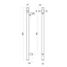 Thermogroup Straight Round Vertical Single Bar Heated Towel Rail Technical Drawing - The Blue Space