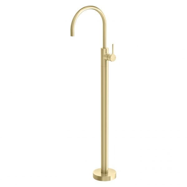 Phoenix Vivid Slimline Oval Floor Mounted Bath Mixer-Brushed Gold online at The Blue Space