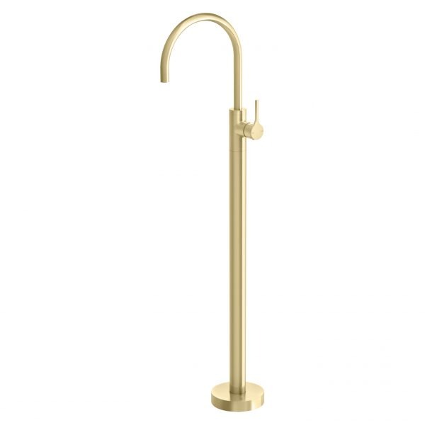 Phoenix Vivid Slimline Oval Floor Mounted Bath Mixer-Brushed Gold