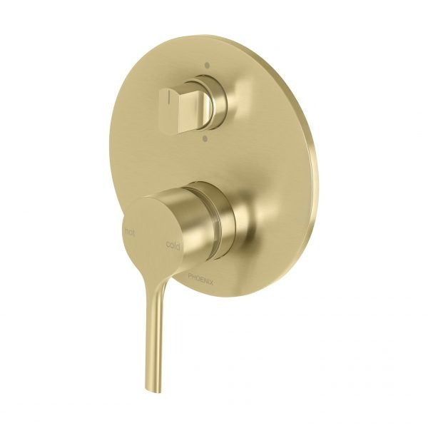 Phoenix Vivid Slimline Oval Shower/Bath Diverter Mixer Brushed Gold
