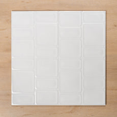 Hotham Rectangle Mix White Gloss Rectified Ceramic Tile 300x600mm Double - The Blue Space