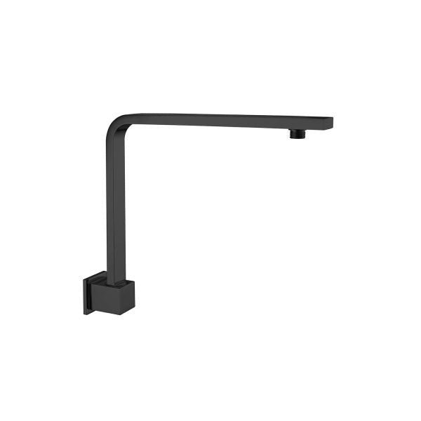 Nero Square Swivel Shower Arm 350mm - Matte Black - The Blue Space