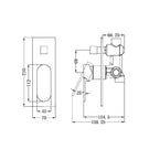 Technical Drawing: Nero Ecco Shower Mixer With Divertor Matte Black