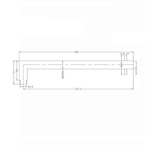Nero Square Shower Arm Brushed Nickel