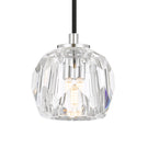 Telbix Zaha G9 Pendant Chrome fittings and crystal dome Close up - Online at The Blue Space