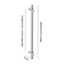 Technical Drawing - Zanda Sutton Adjustable Pull Handle Stainless Steel Pair