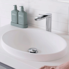 ADP Dignity Semi Inset Bathroom Basin Oval Shaped White - Online at The Blue Space
