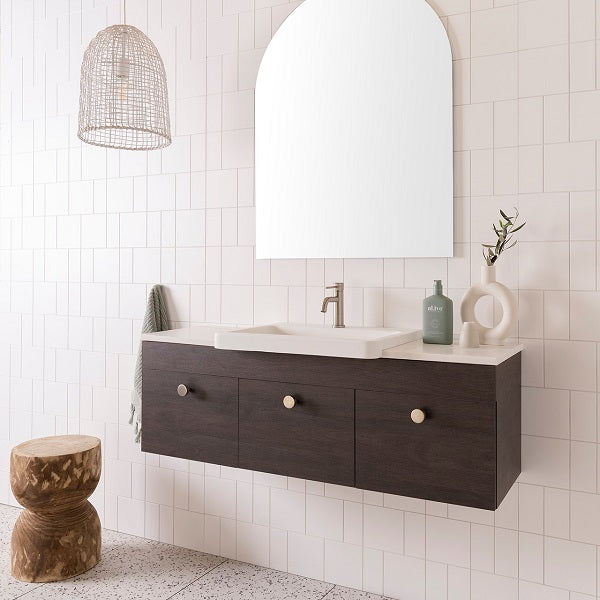 ADP Glacier Pro Semi Recessed Door & Drawer Slim 1200mm Centre Bowl vanity with Cherry Pie top - The Blue Space