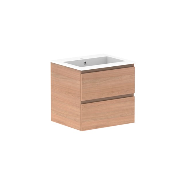 Glacier Full Depth All Drawer Twin 600mm Wall Hung Centre Bowl in Cast Marble Moulded Top | The Blue Space