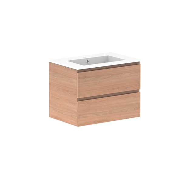 Glacier Full Depth All Drawer Twin 750mm Wall Hung Centre Bowl in Cast Marble Moulded Top | The Blue Space