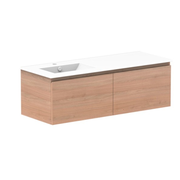 ADP Glacier All Drawer Ceramic Slim 1200mm Left Vanity with Ceramic Top - Online at The Blue Space