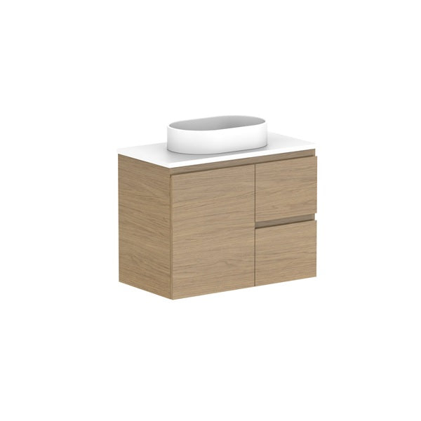 Glacier Ensuite Door & Drawer Twin 750mm Wall Hung Centre Bowl Benchtop | The Blue Space