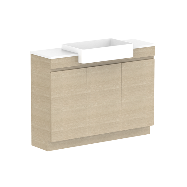 ADP Glacier Semi-Recessed All Door 1200 Trio Floor Mount Benchtop Centre Bowl | The Blue Space