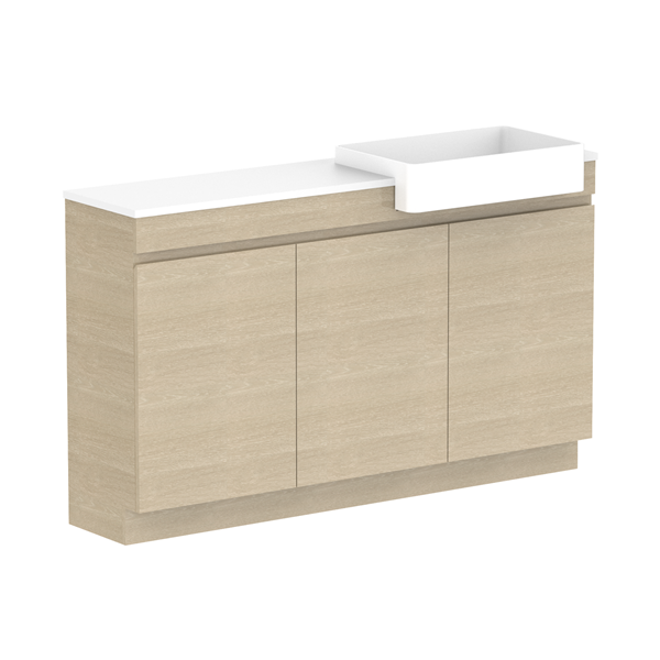 ADP Glacier Semi-Recessed All Door 1500 Trio Floor Mount Benchtop Right Bowl | The Blue Space