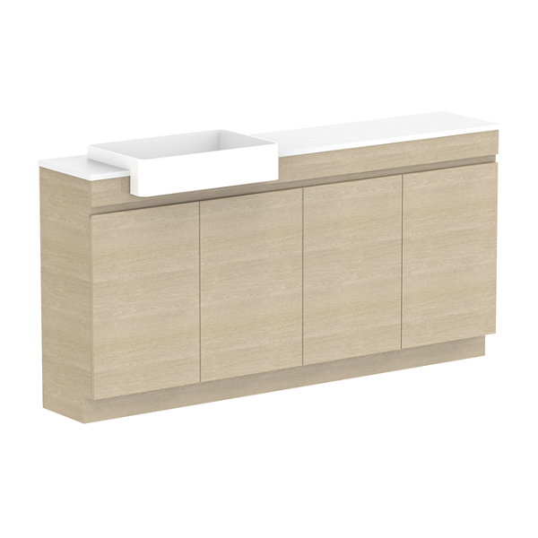 ADP Glacier Semi-Recessed All Door 1800 Trio Floor Mount Benchtop Left Bowl | The Blue Space