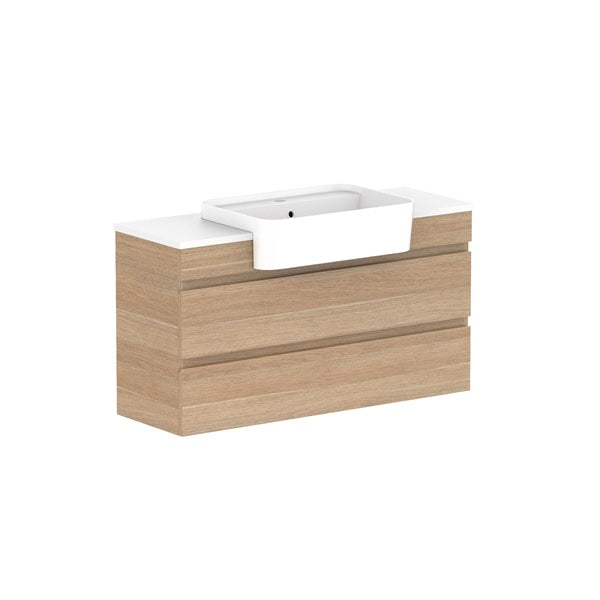 Glacier Semi-Recessed All-Drawer Twin 1050mm Wall Hung Centre Bowl Benchtop | The Blue Space