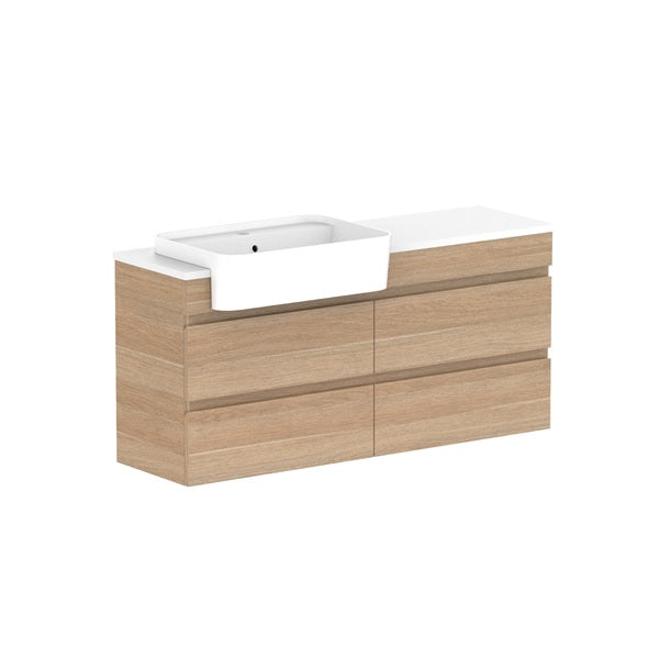 Glacier Semi-Recessed All-Drawer Twin 1200mm Wall Hung Left Bowl Benchtop | The Blue Space