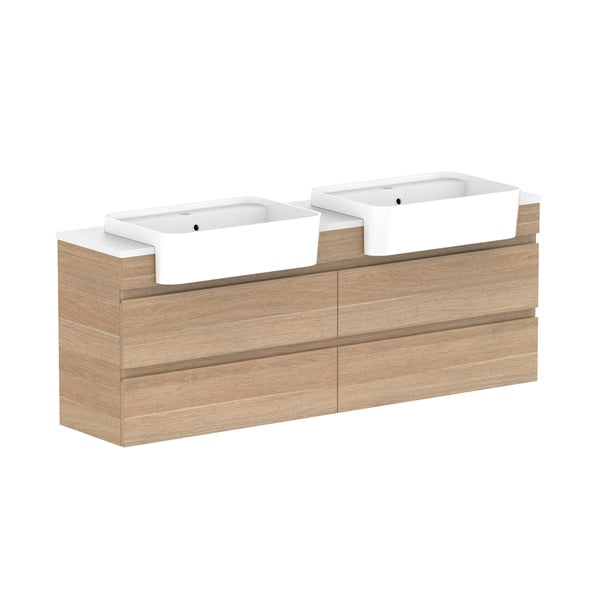 Glacier Semi-Recessed All-Drawer Twin 1500mm Wall Hung Double Bowl Benchtop | The Blue Space