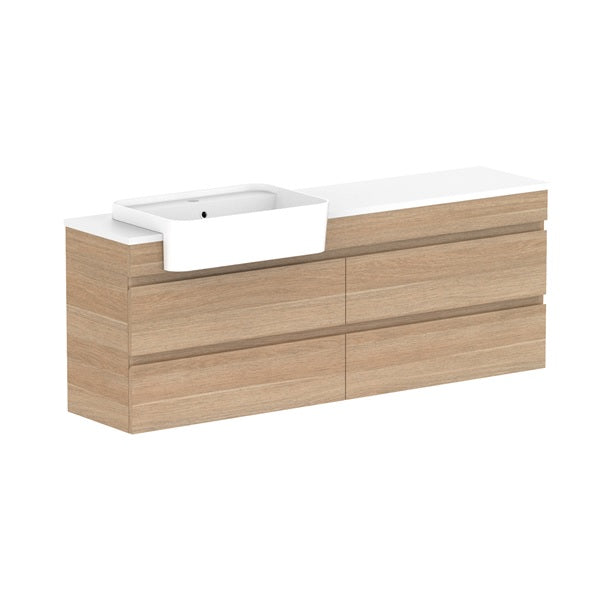Glacier Semi-Recessed All-Drawer Twin 1500mm Wall Hung Left Bowl Benchtop | The Blue Space
