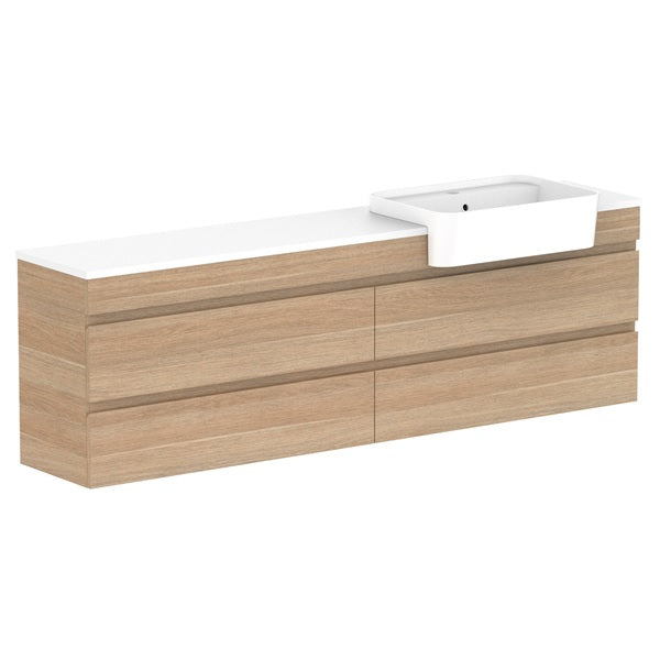 Glacier Semi-Recessed All-Drawer Twin 1800mm Wall Hung Right Bowl Benchtop | The Blue Space