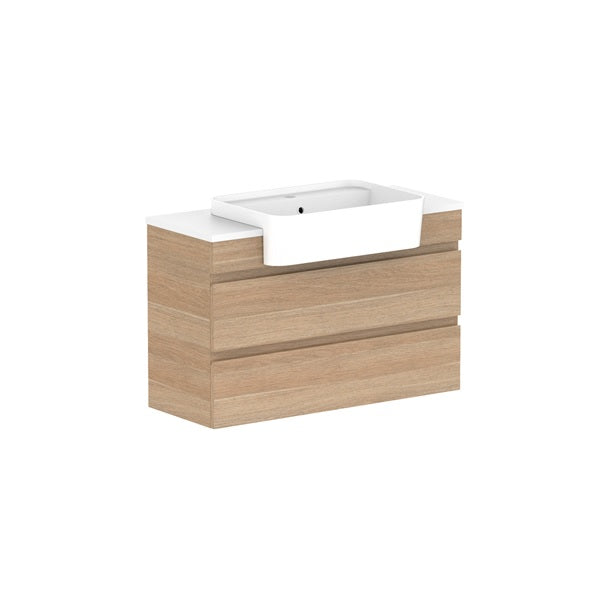 Glacier Semi-Recessed All-Drawer Twin 900mm Wall Hung Centre Bowl Benchtop | The Blue Space