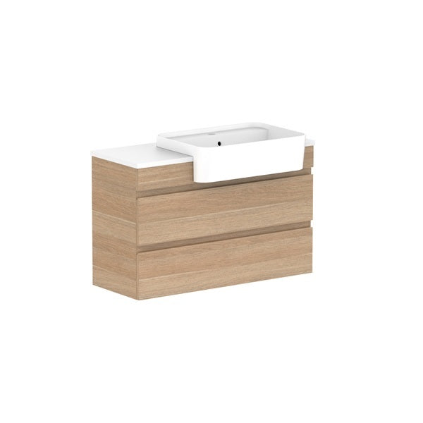 Glacier Semi-Recessed All-Drawer Twin 900mm Wall Hung Right Bowl Benchtop | The Blue Space