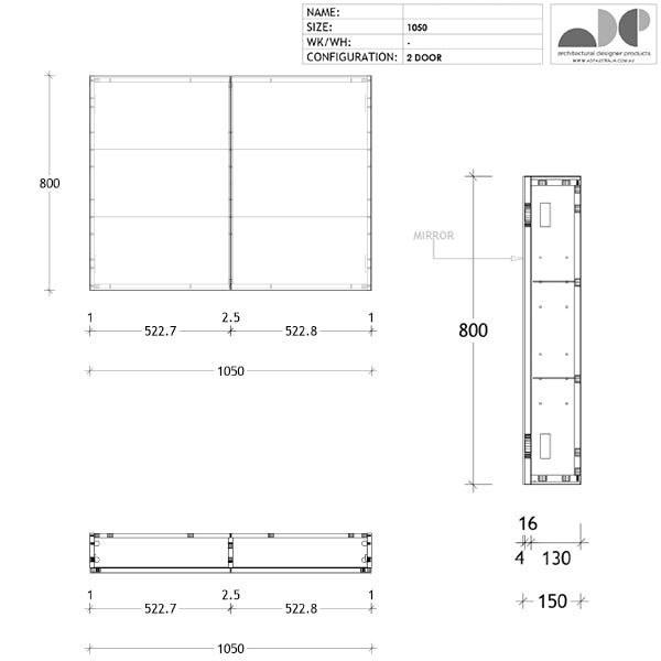 ADP Gloss Silk Shaving Cabinet 500mm - 1800mm by ADP - The Blue Space