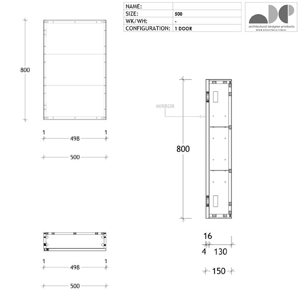 ADP Gloss Silk Shaving Cabinet 500mm - 1800mm by ADP - The Blue Space