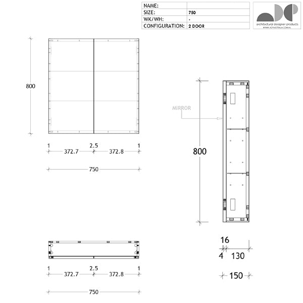 ADP Gloss Silk Shaving Cabinet 500mm - 1800mm by ADP - The Blue Space