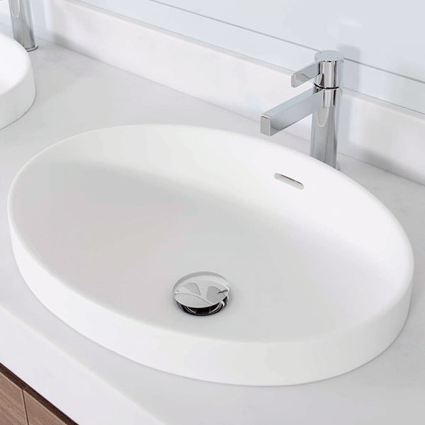 ADP Ozera Semi Inset Solid Surface Basin White online at the Blue Space