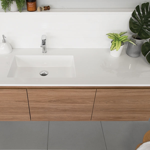 ADP Glacier Lite Door and Drawer Slim Vanity with Cast Marble Top | The Blue Space