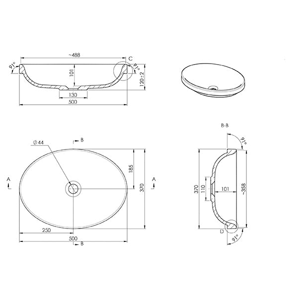 ADP Dignity 495 x 365 Semi Inset Basin White