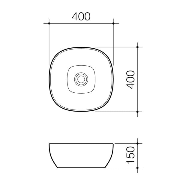 Caroma Artisan Above Counter Basin Curved Square 400mm